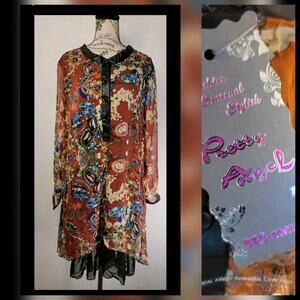 Pretty Angel Fairy Tunic Top Sz M Silk Long Sheer Sleeves Romantic Whimsygoth